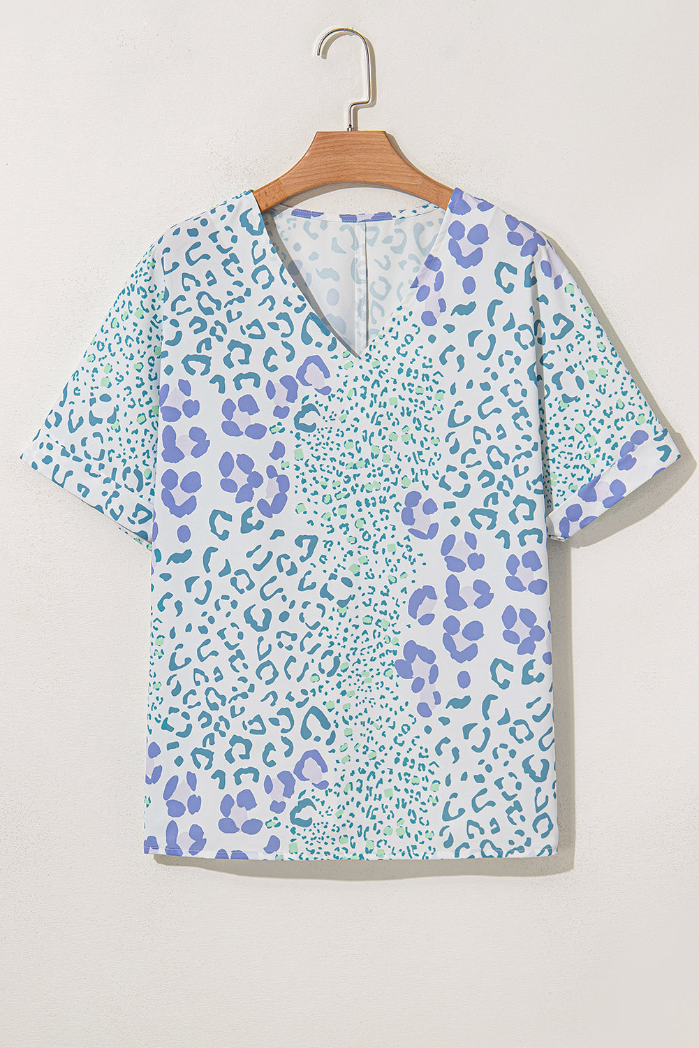 Threaded Pear Marleigh Leopard Print V Neck Short Sleeve Blouse