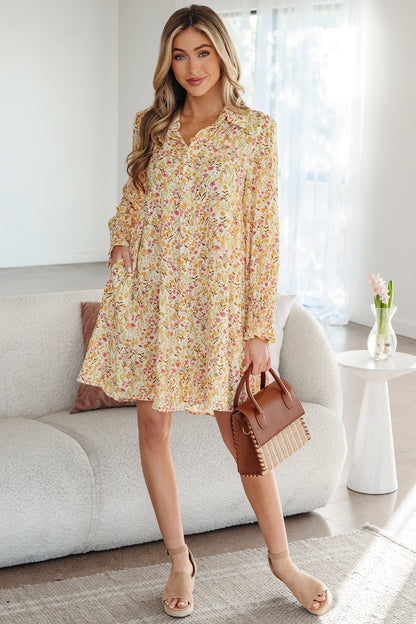 Threaded Pear Kaiya Loose Shirt Dress Long Sleeve