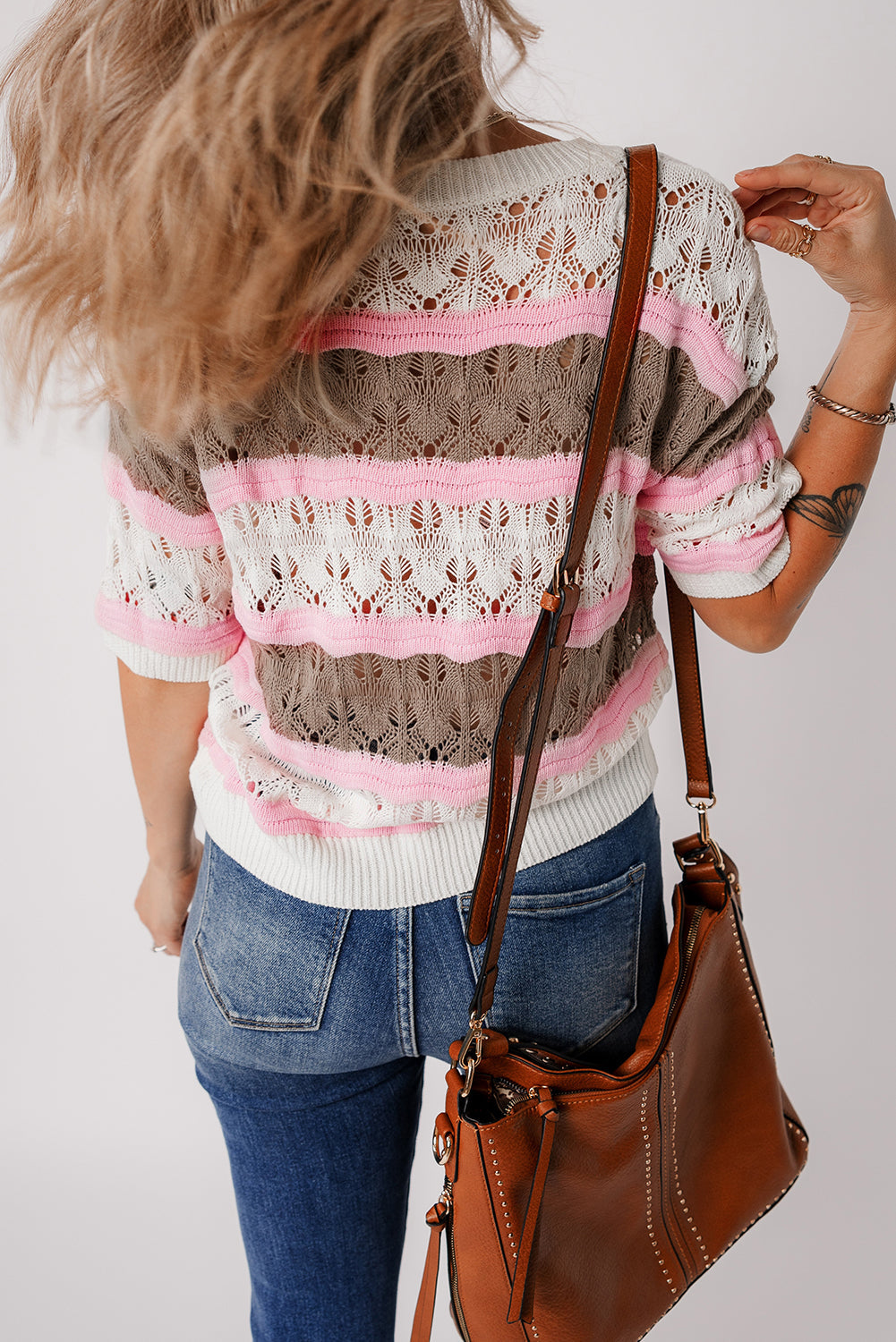 Threaded Pear Leilani Crochet Half Sleeve Sweater