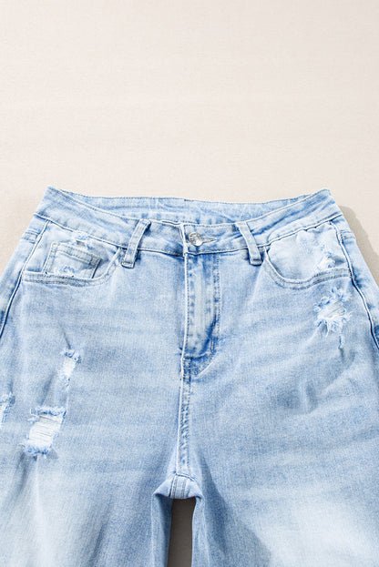 Threaded Pear Saige Wash Distressed Straight Jeans