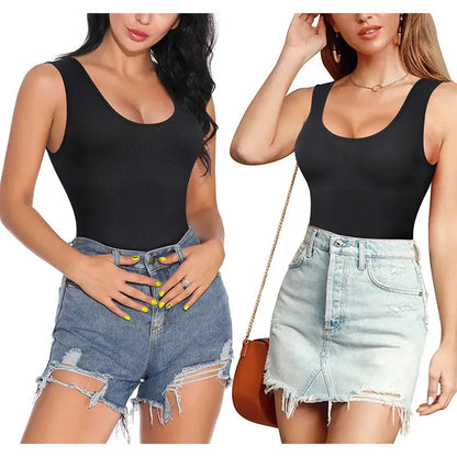 Plus Size Camisole Shapewear Bodysuit – Tummy Control Butt Lift Breast Support Open-Crotch Body Shaper for Women