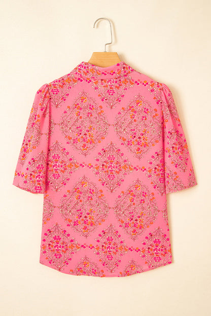 Threaded Pear Josephine Floral Wide Short Sleeve Loose Top
