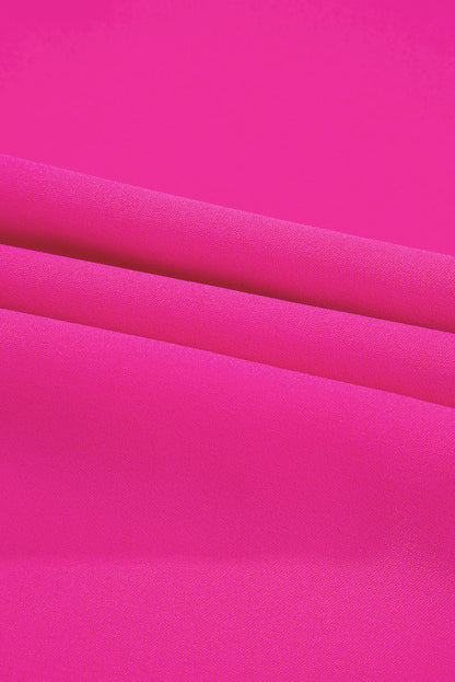 Bright Pink Seamed Back High Low Hem V Neck Cuffed Sleeve Plus Size Tee