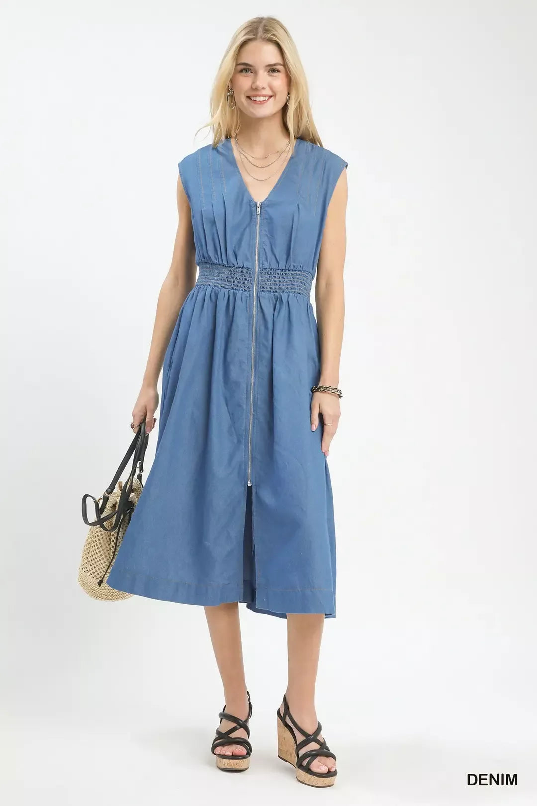 umgee denim dress Stone Washed Midi Dress by Umgee in Denim Meadowlark
