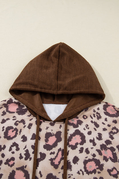 Threaded Pear Scarlett Print Knit Patchwork Hoodie
