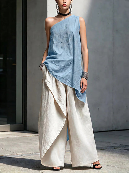 Women's One-Shoulder Asymmetric Sleeveless Top