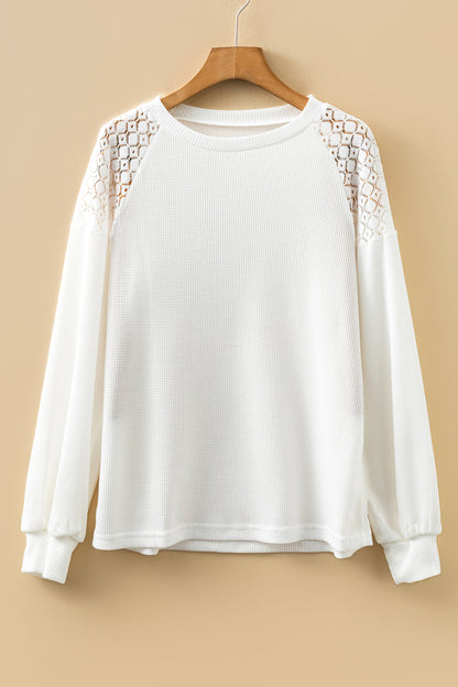 Threaded Pear Ava Sleeve Textured Pullover Long Sleeve Top