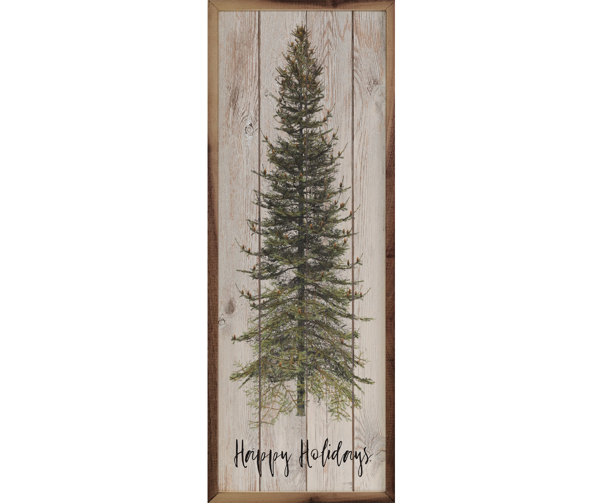 Kendrick Home Happy Holidays Skinny Tree Whitewash