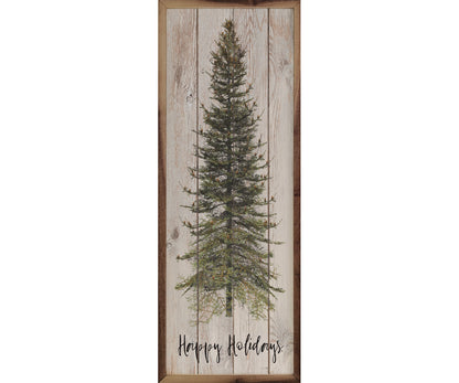 Kendrick Home Happy Holidays Skinny Tree Whitewash