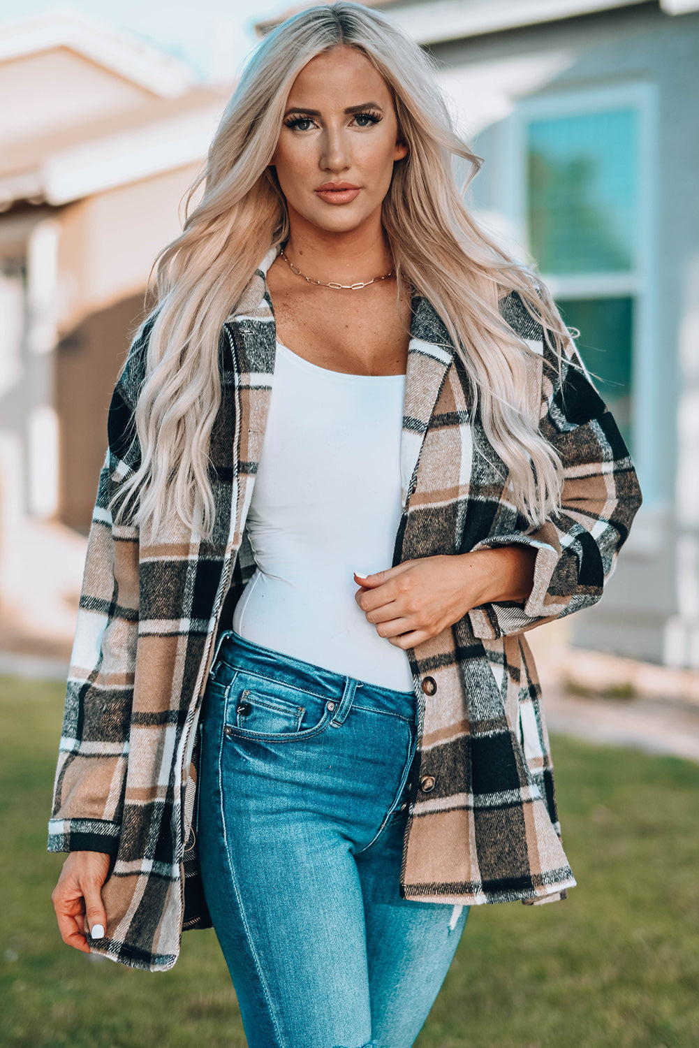 Threaded Pear Mia Plaid Print Shirt