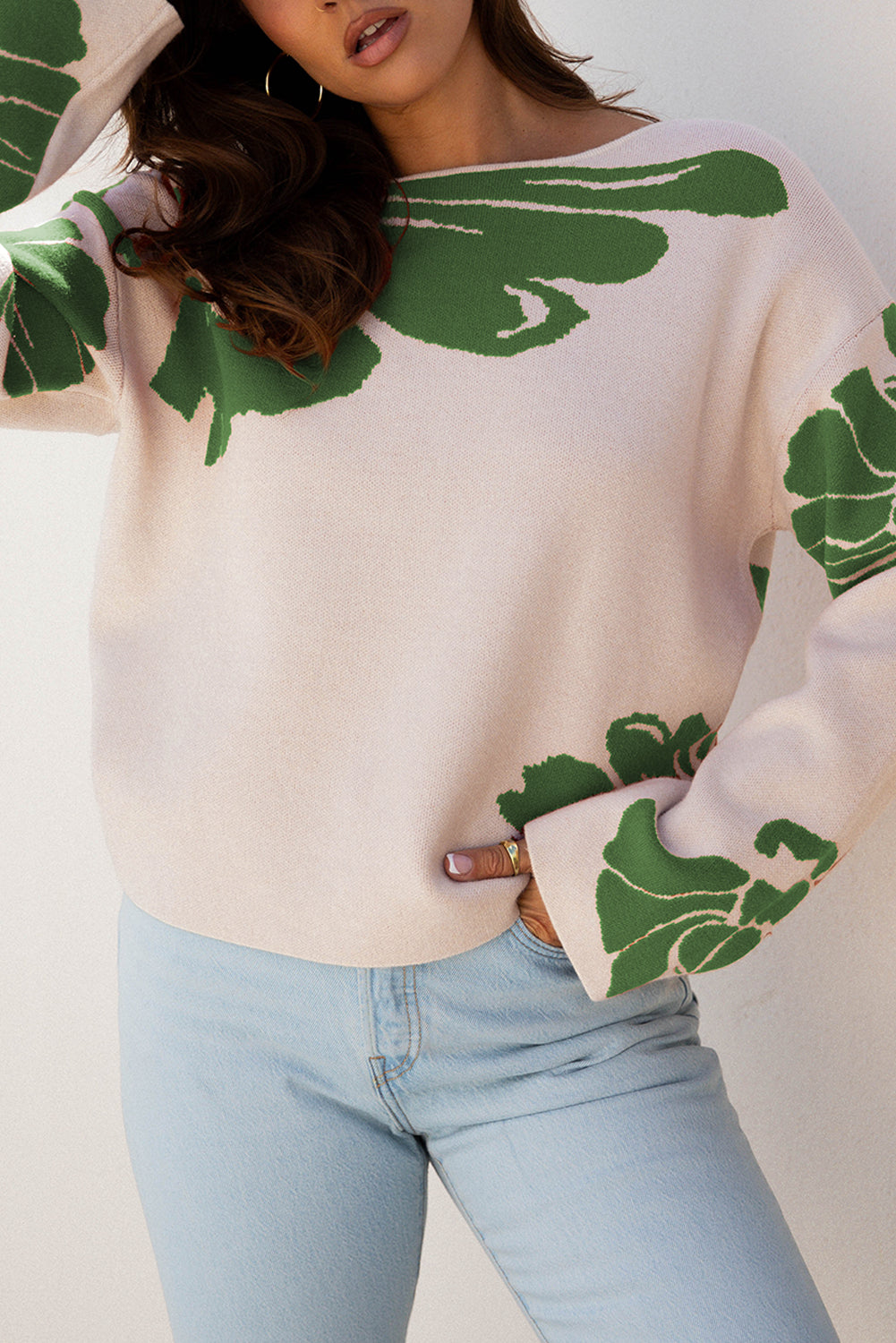 Threaded Pear Beth Wide Sleeve Baggy Sweater