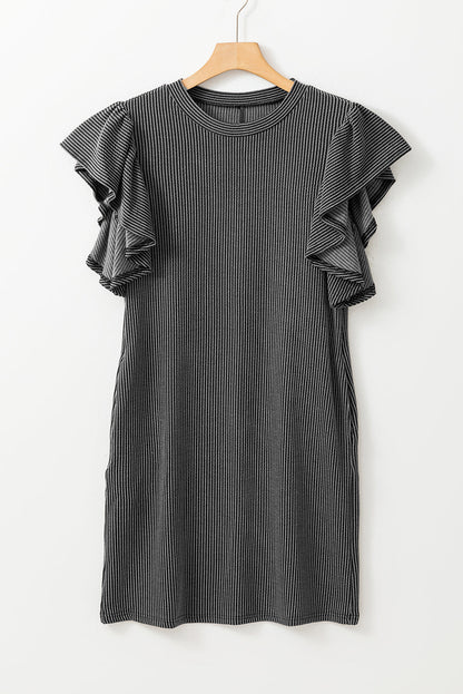 Threaded Pear Jocelyn Ruffled Flutter Sleeve Dress