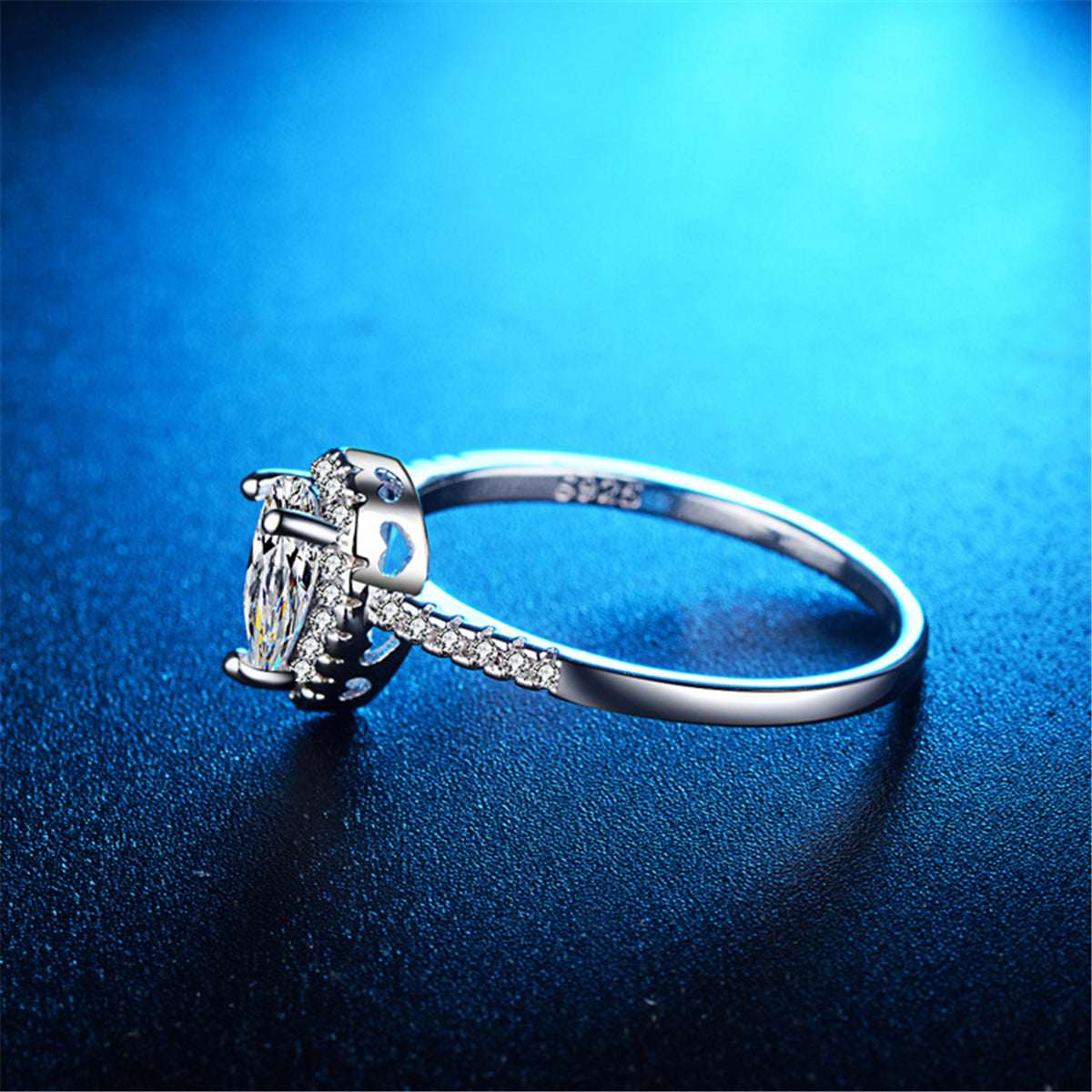 Pear-cut Crystal & Silvertone Teardrop Ring-1