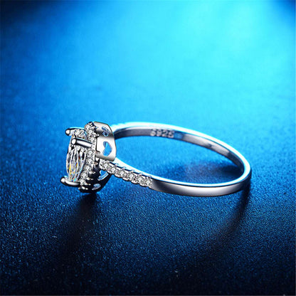 Pear-cut Crystal & Silvertone Teardrop Ring-1