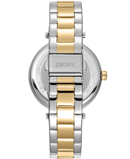 Dkny Women Watch, Two Tone Silver & Gold Color Case, Dark Green Dial, Two Tone Silver & Gold Color Metal Bracelet, 3 Hands, 5 Atm