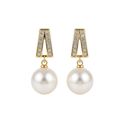 Pearl & Cubic Zirconia Goldtone Geometric Drop Earrings
