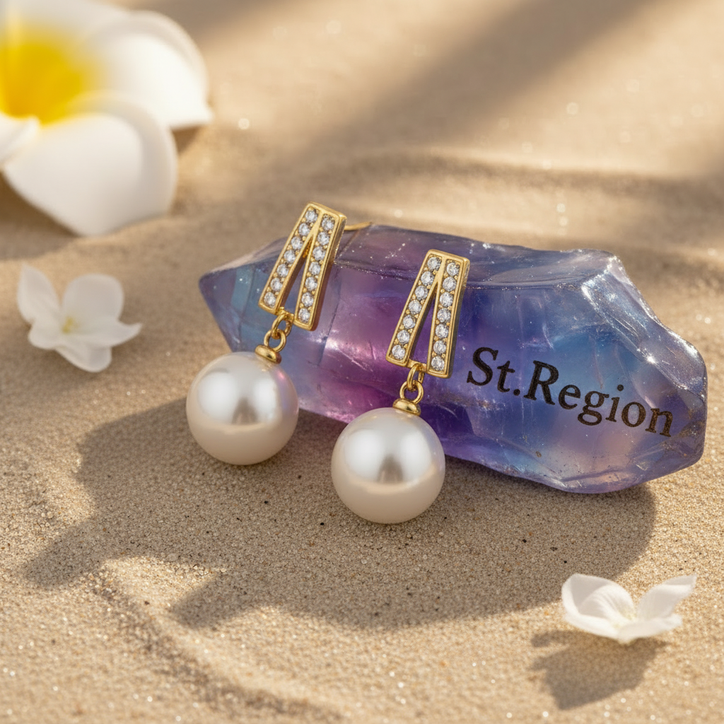Pearl & Cubic Zirconia Goldtone Geometric Drop Earrings