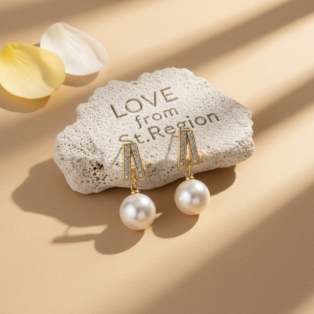 Pearl & Cubic Zirconia Goldtone Geometric Drop Earrings