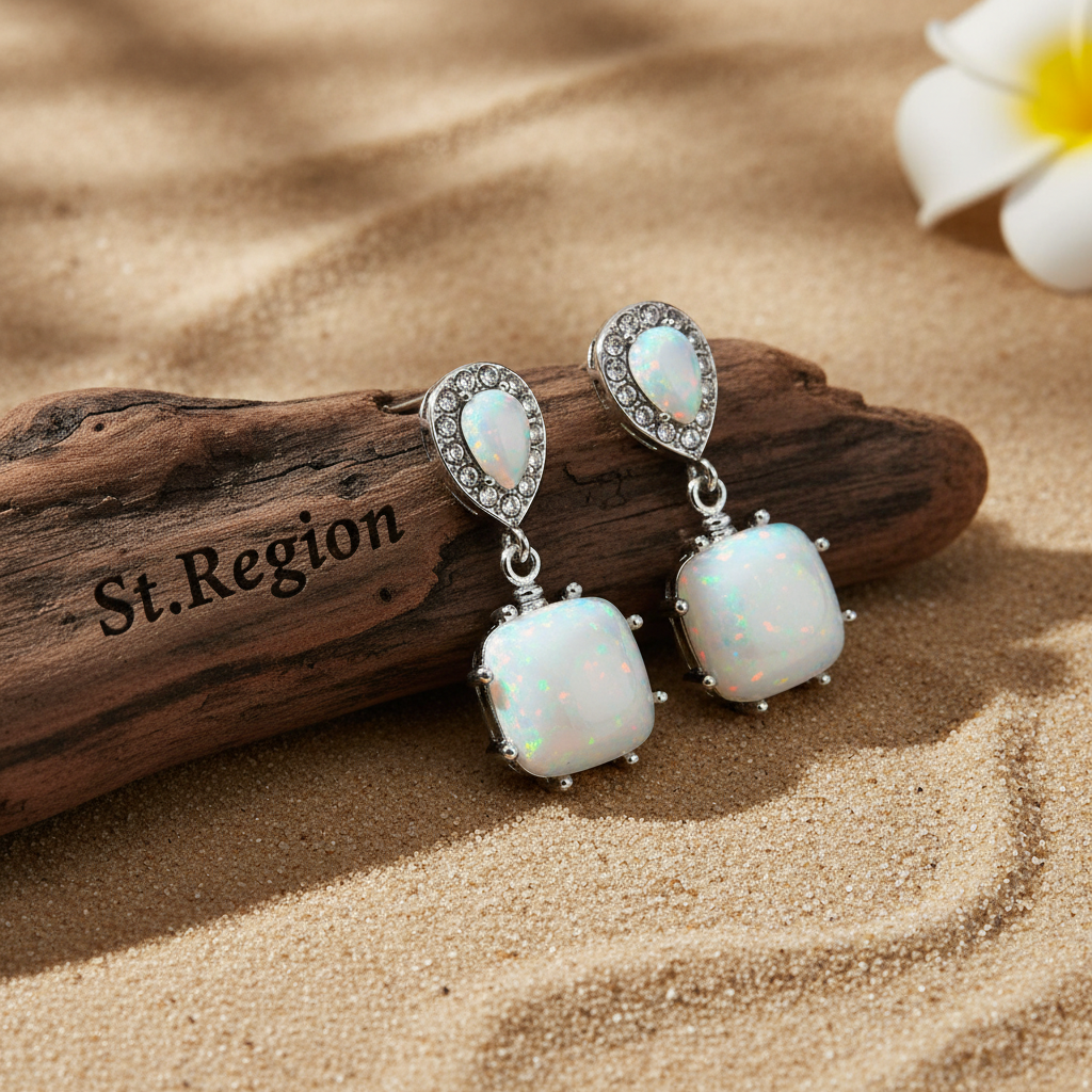 Resin & Cubic Zirconia Drop Earrings