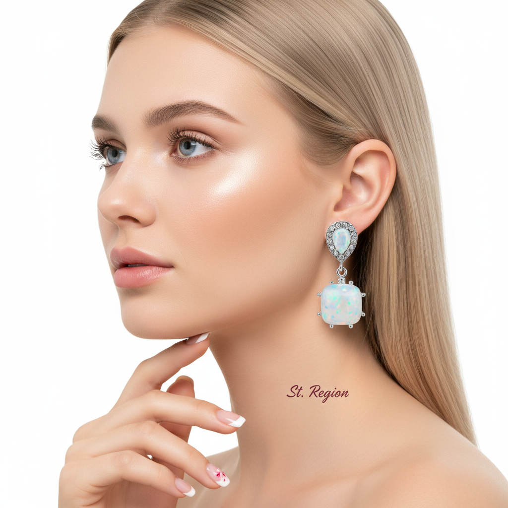 Resin & Cubic Zirconia Drop Earrings