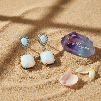 Resin & Cubic Zirconia Drop Earrings