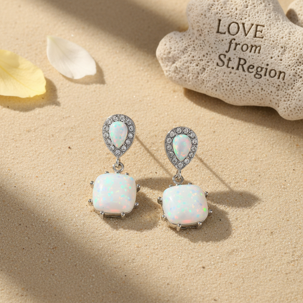 Resin & Cubic Zirconia Drop Earrings