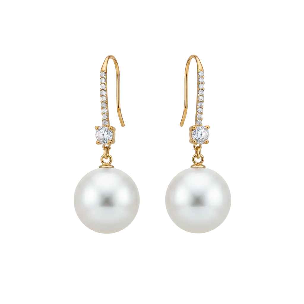 Cubic Zirconia & Pearl Goldtone Dangle Drop Earrings