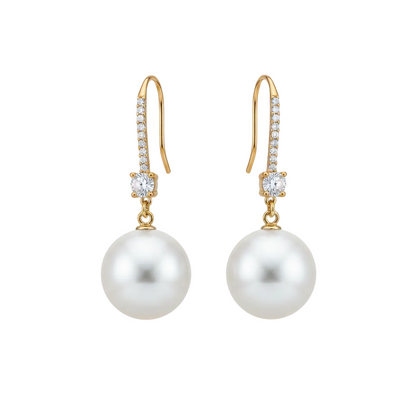 Cubic Zirconia & Pearl Goldtone Dangle Drop Earrings