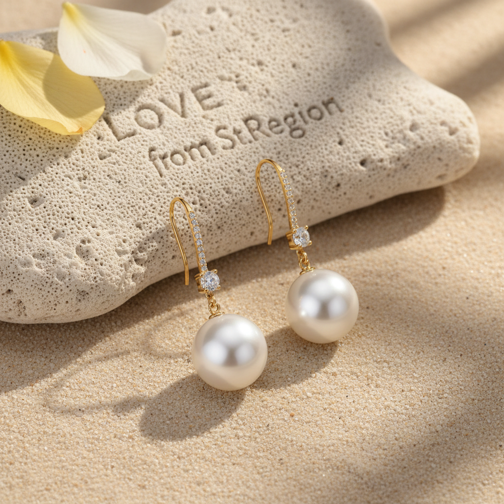 Cubic Zirconia & Pearl Goldtone Dangle Drop Earrings