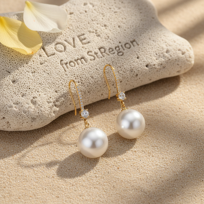 Cubic Zirconia & Pearl Goldtone Dangle Drop Earrings