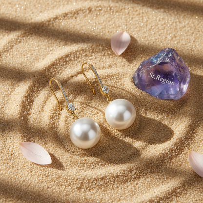 Cubic Zirconia & Pearl Goldtone Dangle Drop Earrings