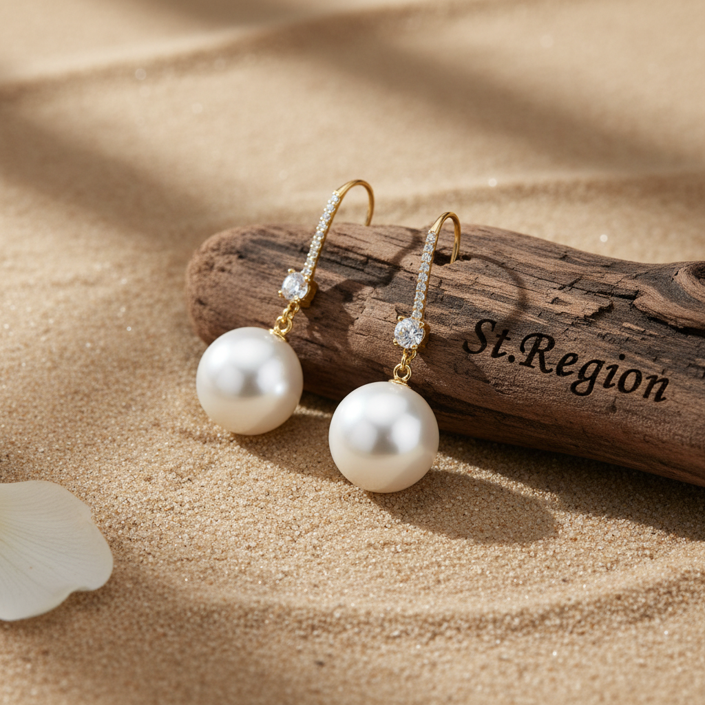 Cubic Zirconia & Pearl Goldtone Dangle Drop Earrings
