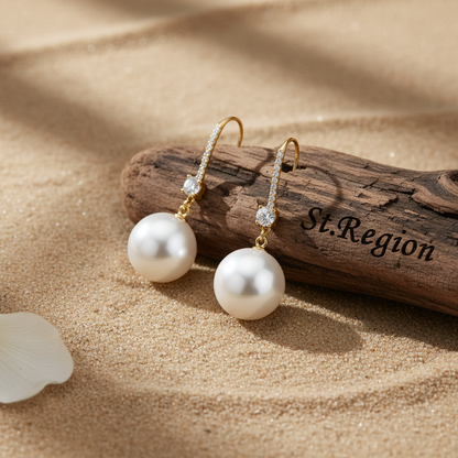 Cubic Zirconia & Pearl Goldtone Dangle Drop Earrings