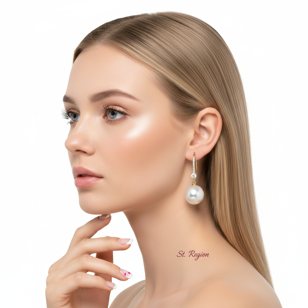 Cubic Zirconia & Pearl Goldtone Dangle Drop Earrings