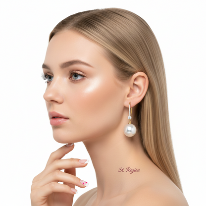 Cubic Zirconia & Pearl Goldtone Dangle Drop Earrings