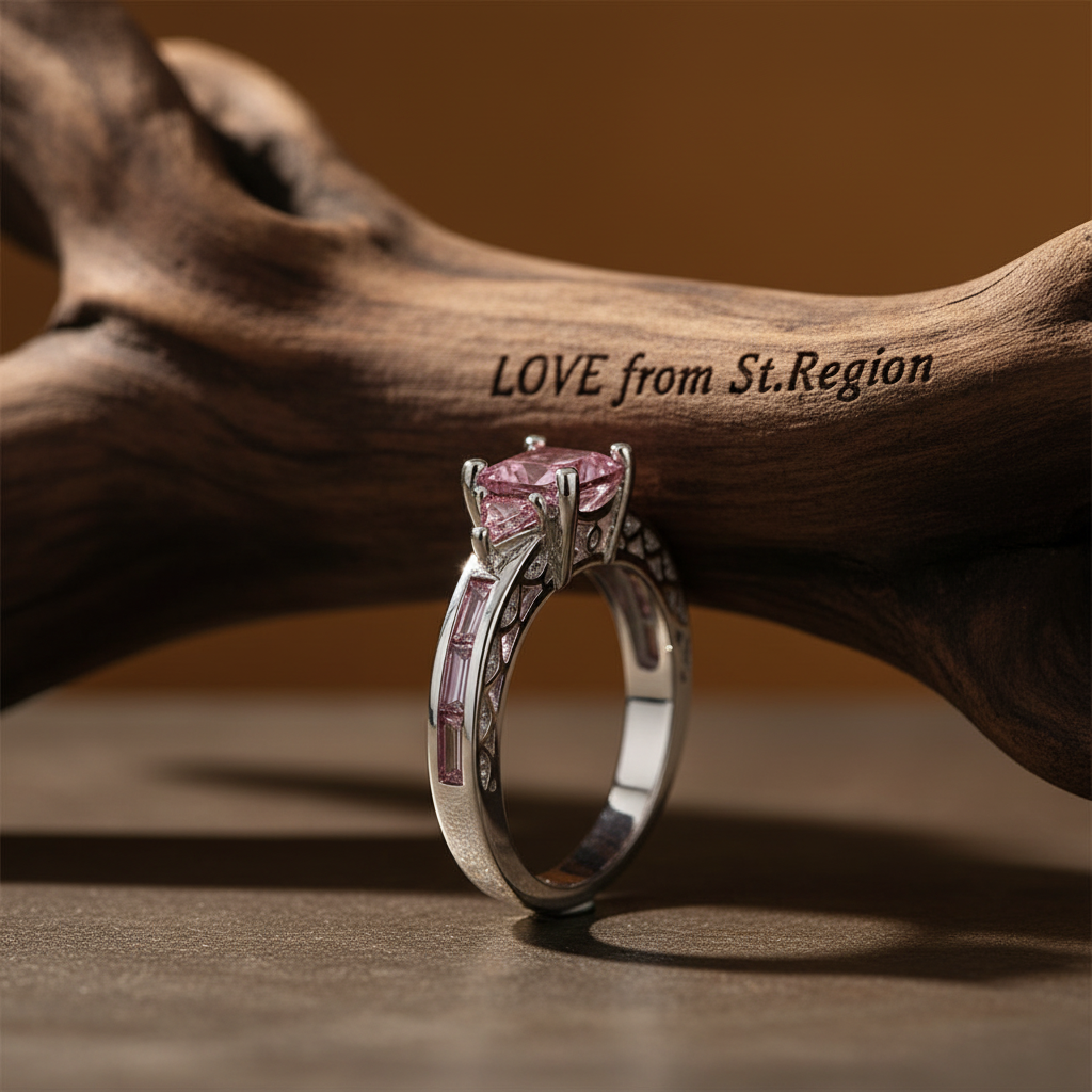 Pink Crystal & Silvertone Prong Illusion Ring