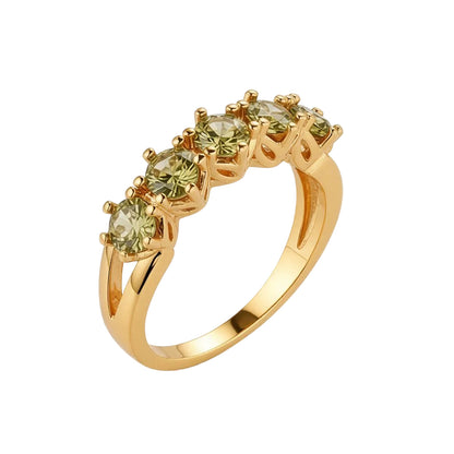 Olive Crystal & Goldtone Prong Ring