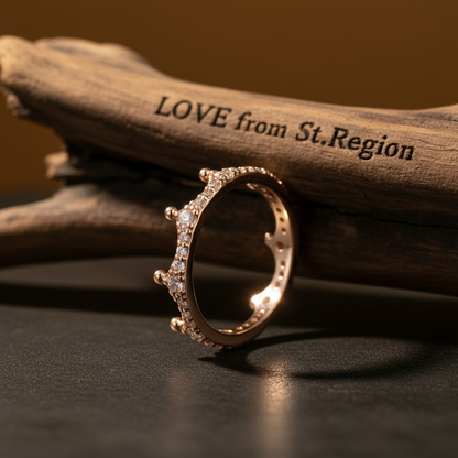 Cubic Zirconia & Rose Goldtone Crown Band Ring