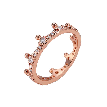 Cubic Zirconia & Rose Goldtone Crown Band Ring