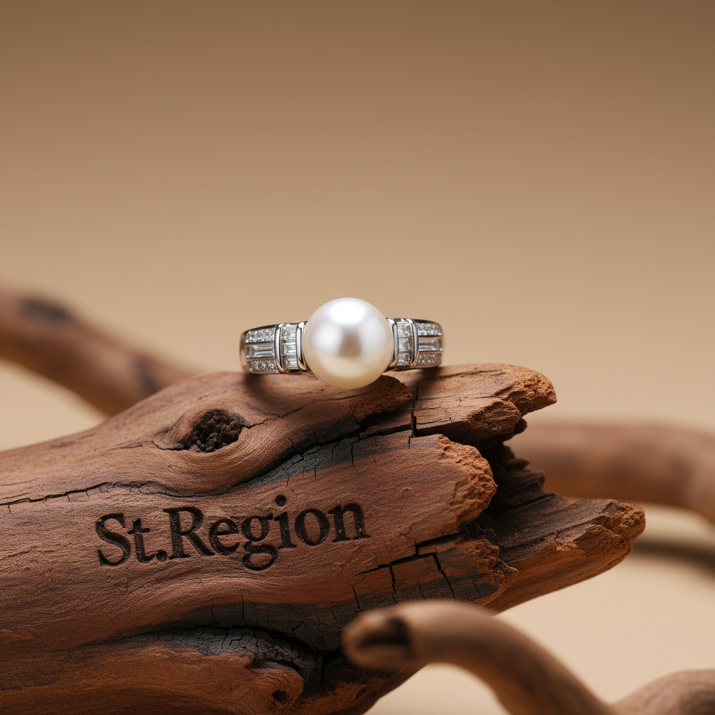 Pearl & Cubic Zirconia Silvertone Pavé Ring