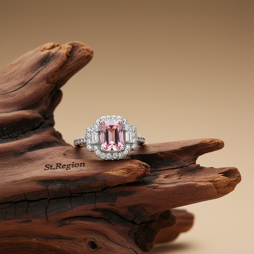 Pink Crystal & Cubic Zirconia Radiant-Cut Ring
