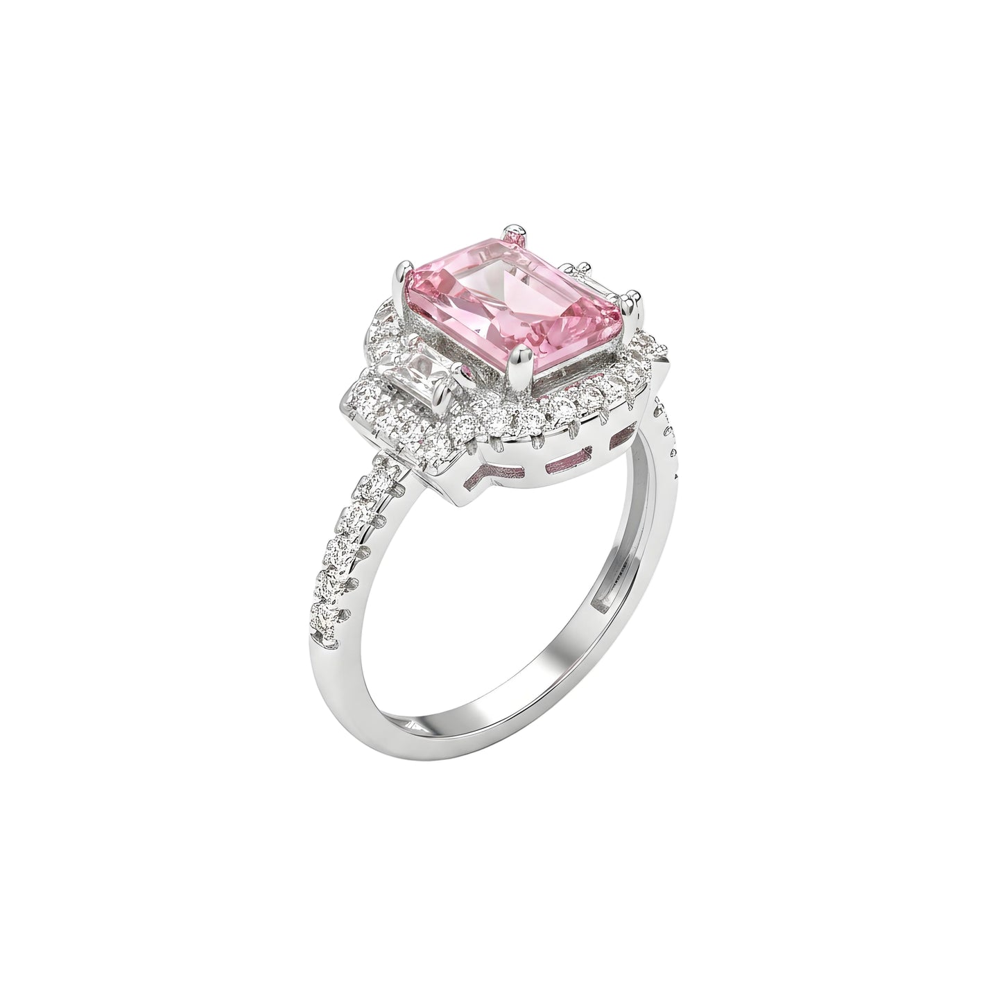 Pink Crystal & Cubic Zirconia Radiant-Cut Ring