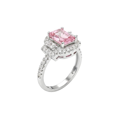 Pink Crystal & Cubic Zirconia Radiant-Cut Ring