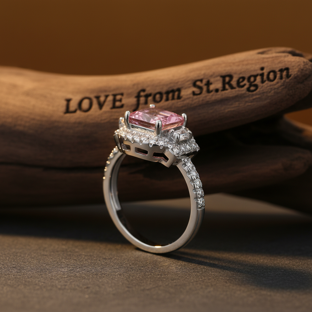 Pink Crystal & Cubic Zirconia Radiant-Cut Ring