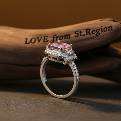 Pink Crystal & Cubic Zirconia Radiant-Cut Ring