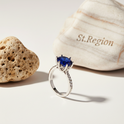Navy Crystal & Cubic Zirconia Cocktail Ring