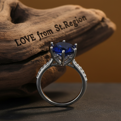 Navy Crystal & Cubic Zirconia Cocktail Ring