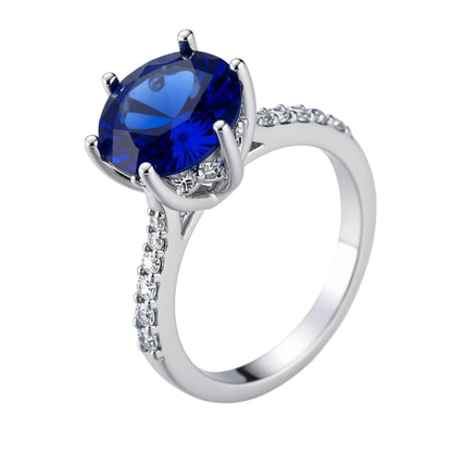Navy Crystal & Cubic Zirconia Cocktail Ring