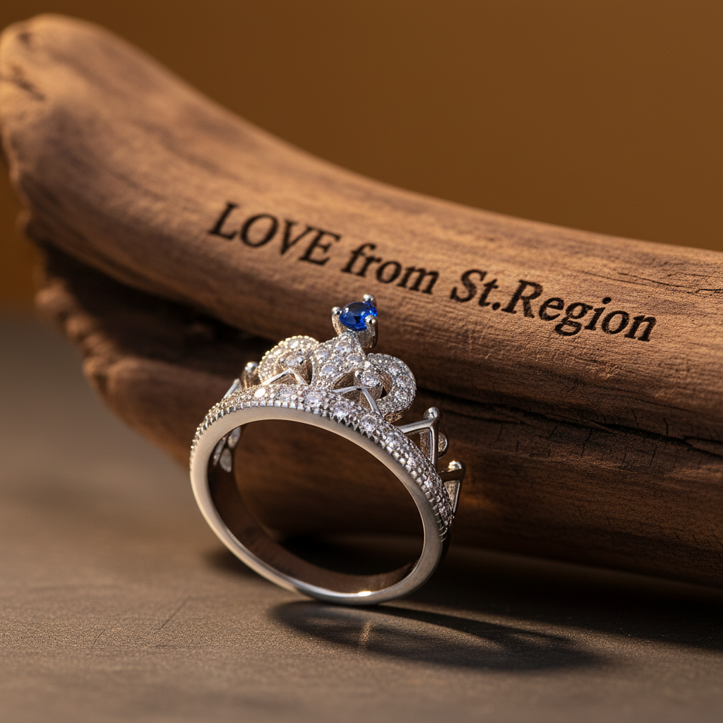 Navy Cubic Zirconia & Silvertone Crown Band