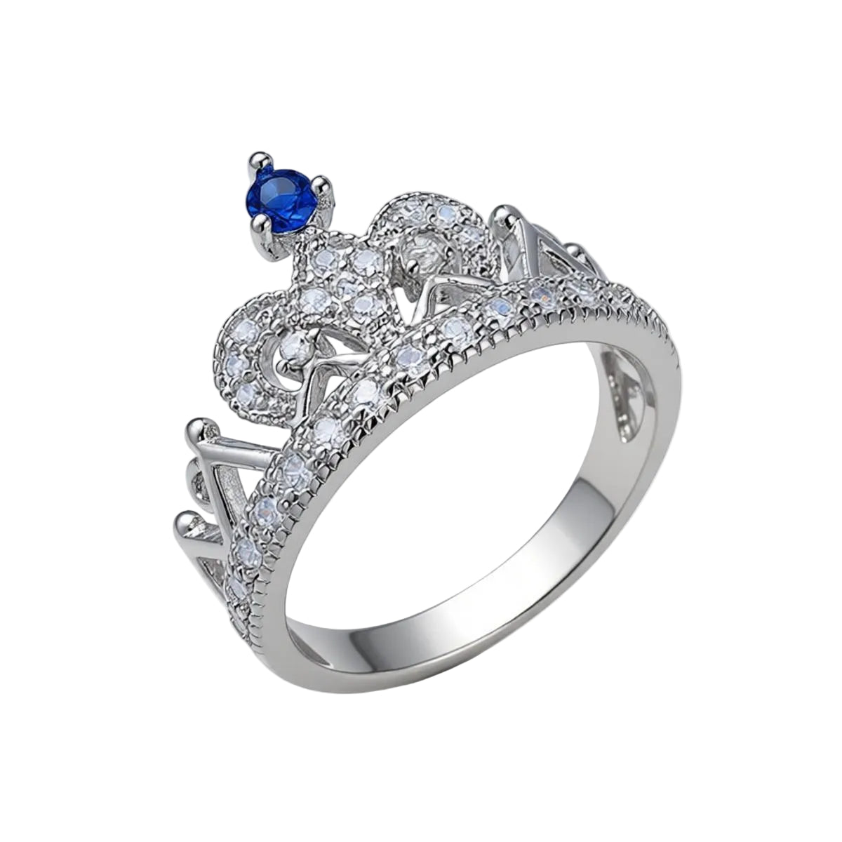 Navy Cubic Zirconia & Silvertone Crown Band